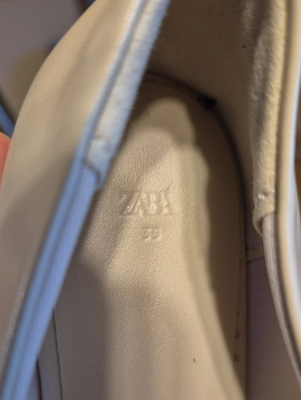 Zara Beige Round Tip Mary Jane Ballet Flats Metallic Silver Grommets